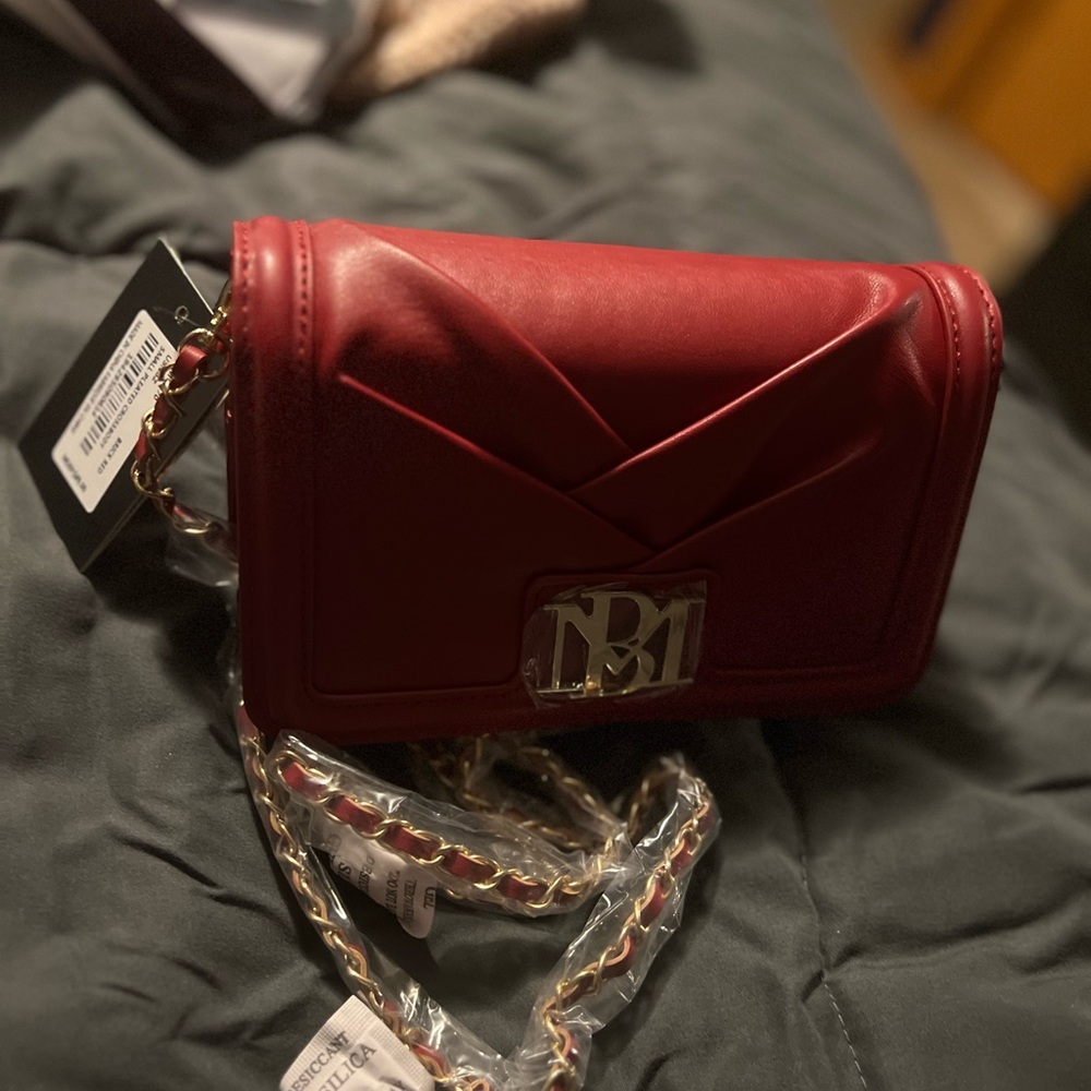 Red Mischka Badgley Leather  Chain Bag